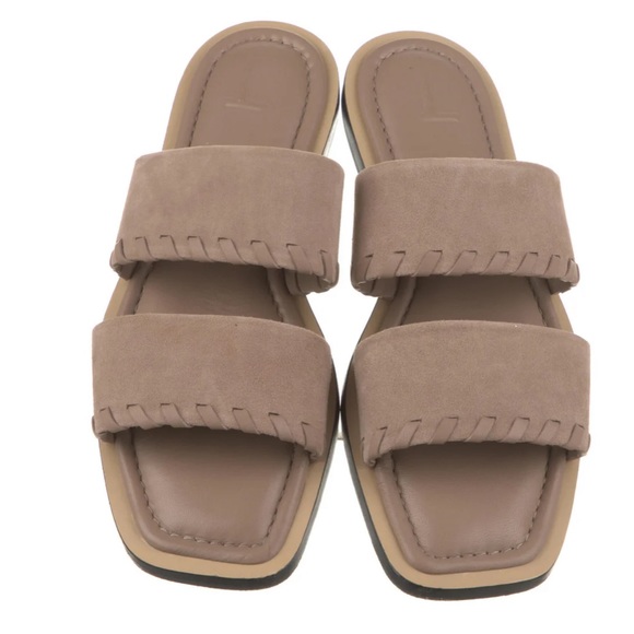 LAFAYETTE 148 NEW YORK Nia Two-Band Whipstitched Suede Sandals size 7 - Picture 1 of 9